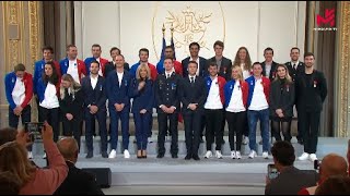 Les médaillés des Jeux olympiques paralympiques Pékin reçus à lÉlysée et décorés par le Président [upl. by Sybyl]