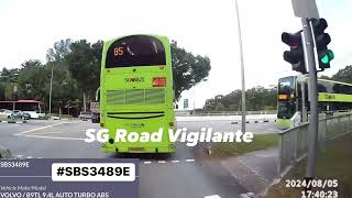 5aug202 tpe seletar aerospace flyover SBS3489E GoAhead bus service 85 Crossing double white lines [upl. by Kurland]