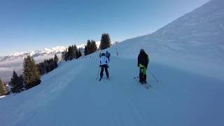 Skiing Morillon to Tete des Saix Coulouvrier lift Feb 2018 [upl. by Hindorff]