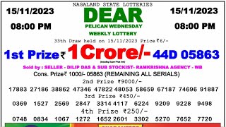 🔴 Evening 0800 PM Dear Nagaland State Lottery Sambad Result Today ll Date15112023 ll [upl. by Edrock923]