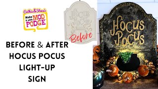 Napkin Decoupage Halloween Hocus Pocus Sign Before and After [upl. by Pippy]