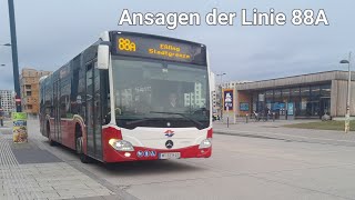 Ansagen der Linie 88A  Seestadt  Eßling Stadtgrenze [upl. by Aynahs]