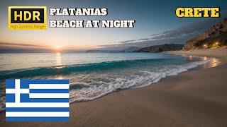 Platanias Crete  Calm Night Beach Walk  Relaxing Evening in Crete [upl. by Aurelius109]