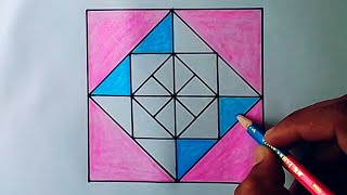 Geometry Design Drawing  Square Geometric Designs [upl. by Eleynad]