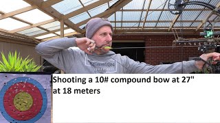 Shooting a 14 compound bow at 18 meters [upl. by Strenta301]