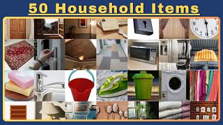 50 household items in english and hindi  घरेलू वस्तुओ के नाम  English Vocabulary [upl. by Perri]