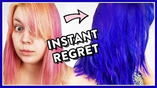 I DYED MY HAIR COBALT BLUE PINK TO BLONDE TO BLUE [upl. by Nairoc798]