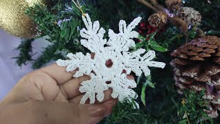 Fácil 🙌COPOS DE NIEVE TEJIDOS A CROCHET🎄☃️ ADORNO DE NAVIDAD  FÁCIL Y RÁPIDO 3 [upl. by Franciskus]