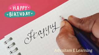 Happy birthday in cursivewriting how to write happy birthday in cursive writing [upl. by Marr]