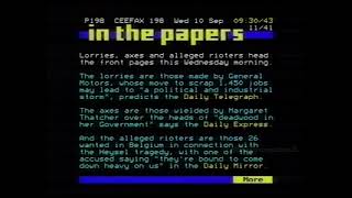 Pages from Ceefax and BBC1 continuity 10th September 1986 [upl. by Josephine]