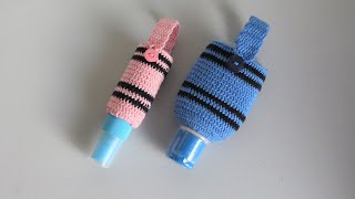 How To Crochet Hand Sanitizer Holder  Crayon Look Inspired [upl. by Annabell]