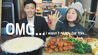 Corn Mozzarella Cheese Fondue Valentines Day Mukbang [upl. by Tom]