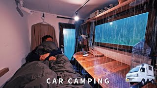 Winter car camping Rain on a cold night Enjoy the sound of rain truck camper 184 [upl. by Shaeffer]