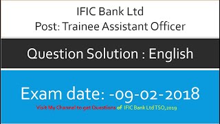 IFIC Bank Ltd Trainee Assistant Officer09022018 [upl. by Iek]