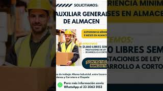 Vacantes Empleo Guadalajara  Auxiliar General de Almacen [upl. by Sedecram449]