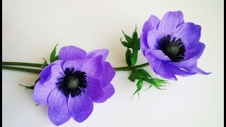 How To Make Anemone Flower From Crepe Paper  Craft Tutorial [upl. by Nehgam]