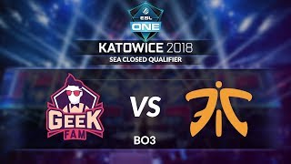 FNATIC Malaysia vs GEEKFAM Malaysia BO3 ESL One Katowice  SEA Closed Qualifier day 2 [upl. by Newell264]