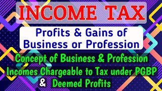 1 PGBP  Concept of Business amp Profession  Chargeable Incomes  Deemed Profits [upl. by Sivam626]