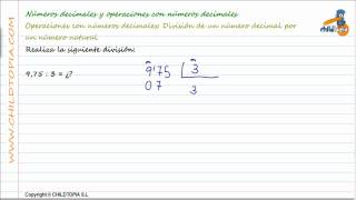 Números decimales división Dividendo decimal divisor natural [upl. by Adnovoj]