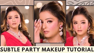 SUBTLE PARTY MAKEUP TUTORIAL  Step by step tutorial with product names and shades  makeup [upl. by Yrrem]