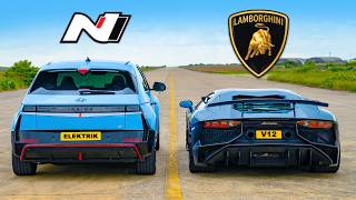 Lambo Aventador SV v Hyundai IONIQ 5 N DRAG RACE [upl. by Muffin]