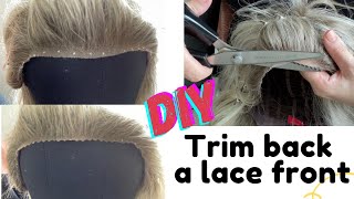 How to trim back a frayed lace front with Jon Renau pinking shears [upl. by Esyle]