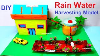 rainwater harvesting model 3d making using cardboard  waste material  science project  howtofunda [upl. by Bink766]