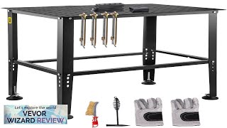 VEVOR Welding Table 36quot x 24quot Adjustable Workbench 012quot Thick Industrial Workbench Review [upl. by Jallier66]