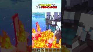 1 VILLAGER VS100 VINDICATORS minecraft [upl. by Reinert]