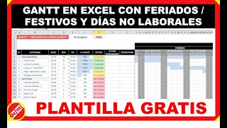 📊 Diagrama de Gantt en Excel con Días NO laborables y feriados Resuelto 2024 [upl. by Parker397]