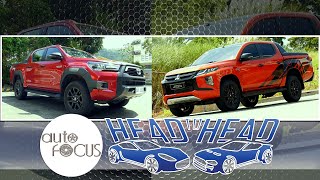 Mitsubishi Strada Athlete 4x4 vs Toyota Hilux Conquest 4x4  HeadtoHead [upl. by Phelgon]