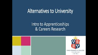 Alternatives to University Pathway Talk Intro to Apprenticeships amp Careers Research [upl. by Eneres]