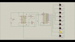 LEDs chaser with 555 and 4017 ICs Proteus 8 [upl. by Ritter]