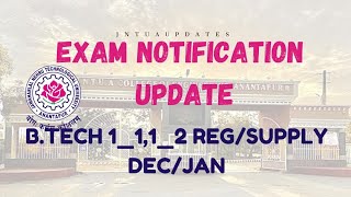 JNTUABTRCH 1112 REGSUPPLY EXAM NOTIFICATION UPDATE DECJAN [upl. by Anoyk]