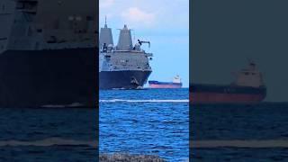 LIBERTY SHIP PASSING🇺🇲⚓🫡LPD21 USNavy liberty 50cal usa shipbattleship warshipMissilewow [upl. by Hallam]