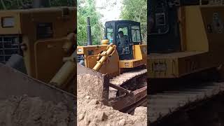 Bulldozer pushing soil heavyequipment heavymetal heavyequipmentmachinery bulldozer automobile [upl. by Eltsirc]