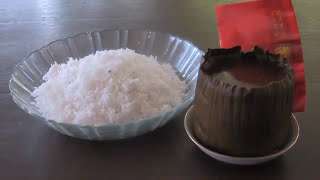 Sweet Glutinous Rice Cake with Grated Coconut  Steamed Nian Gao Recipe  No frying [upl. by Samuel935]