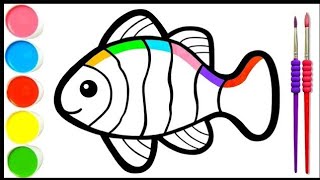 Fish Drawing Painting and Coloring for Kids and Toddlers How to Draw a Fish 🐠 Kids Drawings [upl. by Leamaj548]