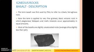 UNIT III MODULE 4 IGNEOUS ROCKS DOLERITE AND BASALT [upl. by Babita]