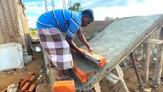 WoW Impressive WorkHow to build brick Stairs AccuratelyUsing by sand and cement mixer [upl. by Adnahsed]