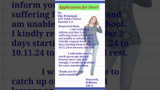 Leave Application for fever  Leave Application  Sick Leave shorts application ytshorts [upl. by Erbma391]