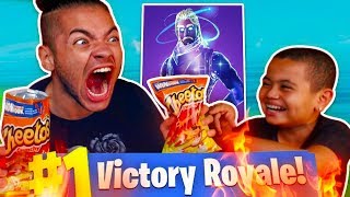 1 KILL  EXTREME FLAMING HOT CHEETOS WITH NO WATER CHALLENGE I ALMOST DIED FORTNITE 9 YR OLD KID [upl. by Mab]