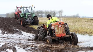 Vintage Tractors Plowing in Wet Condition [upl. by Ahsemit656]