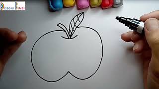 Come disegnare una mela Disegno per bambini di una mela [upl. by Uon]