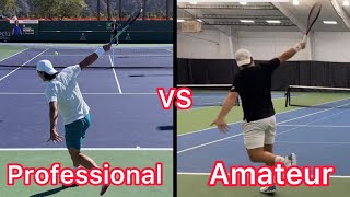 Pro vs Amateur One Handed Backhand Comparison Tennis Technique Explained [upl. by Tyika]