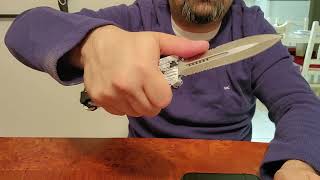 Review Cobratec CTK1 Large Winter Camo Handle Double Edged Double Serrated Blade [upl. by Naujed403]