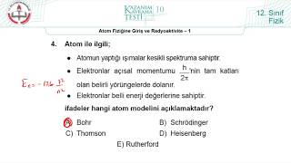 12 Sınıf MEB Fizik Kazanım Kavrama Testi10 Atom Fiziğine Giriş ve Radyoaktivite1 20182022pdf [upl. by Ramsdell439]