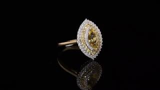 Heliodor Yellow Sapphire amp Moissanite Marquise Halo Ring In 18K Yellow Gold over Sterling Silver [upl. by Nueoht457]