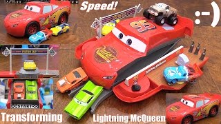 Disney Toy Cars Transforming Lightning McQueen Play Set and more Disney Cars Characters [upl. by Onoitna]