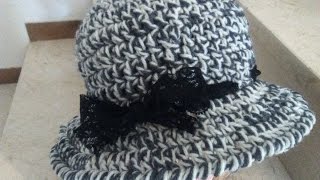 CROCHET CLOCHE HAT with brim tutorial english version [upl. by Cohette]